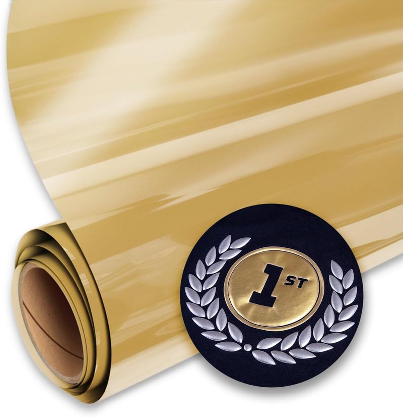 SISER Easy Puff Metallic HTV 12"x5ft" Roll (Gold) – Puffy Heat Transfer Vinyl – Compatible with , Cricut, and Silhouette Cutters – CPSIA Certified - Image 1